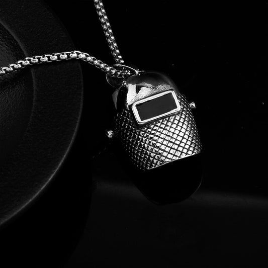 Men's Titanium Steel Welding Helmet Hip Hop Casting Polished Pendants