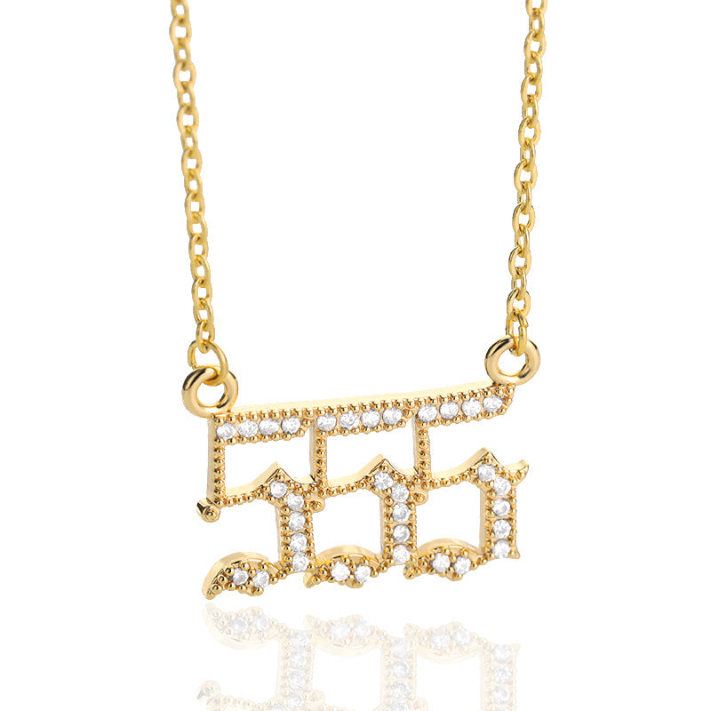 Women's & Men's Digital Angel Zircon Couple Ancient English Necklaces