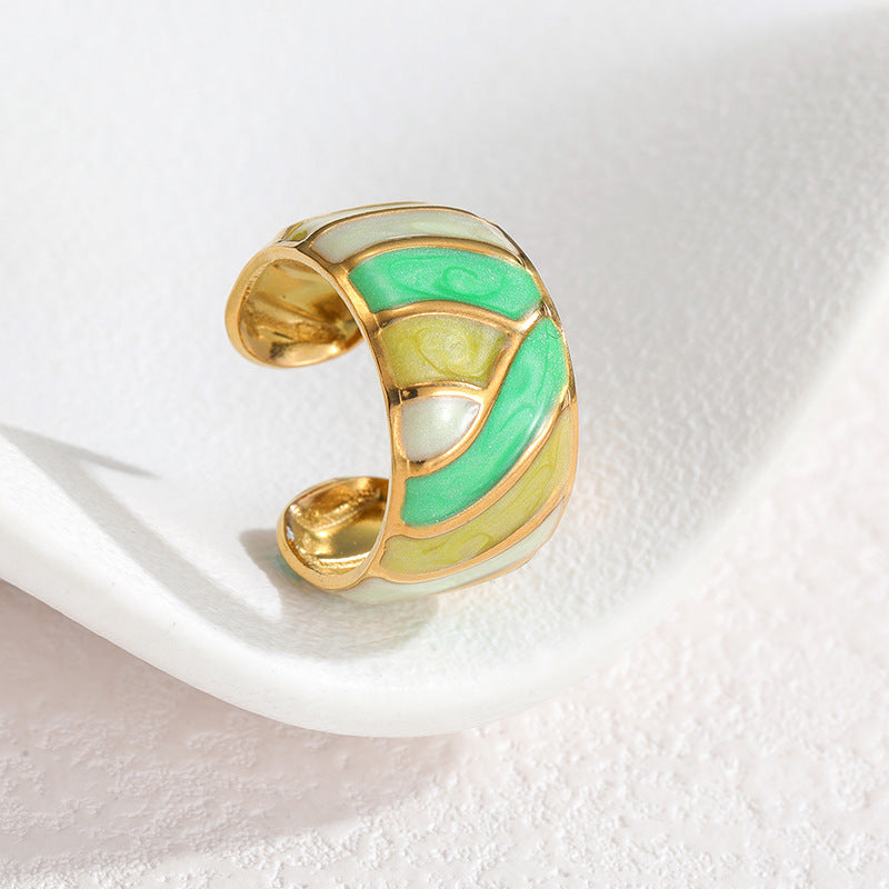 Geometric Irregular Lines Drip Open Fashion Titanium Rings
