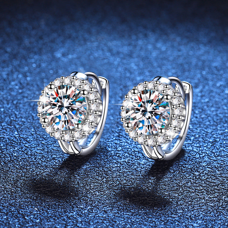 Women's Moissanite Simple Temperament Sunflower Ear Buckle Earrings