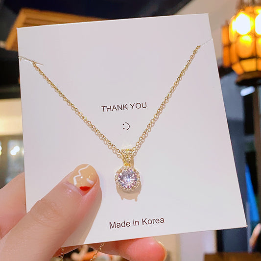 Women's Affordable Luxury Fashion Full Zircon Round Necklaces