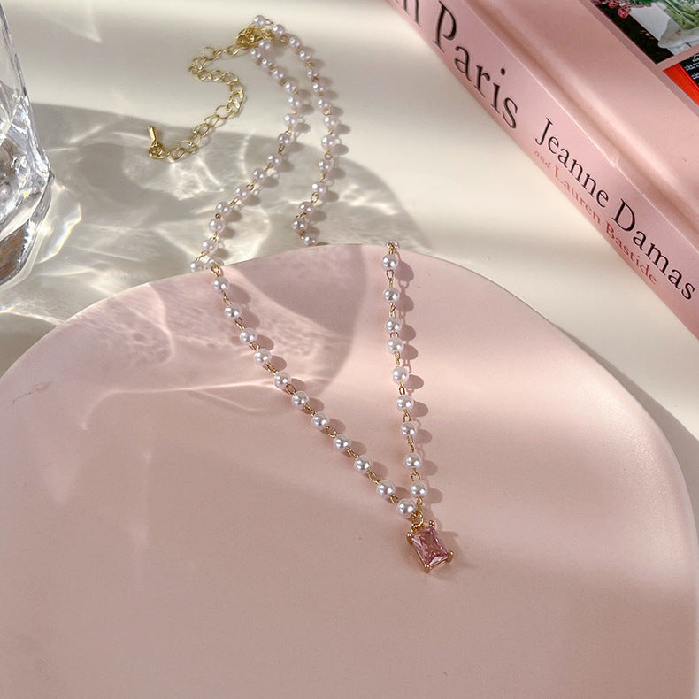 Women's Diamond Tulip Love Pearl Fashion Sense Niche Clavicle Necklaces