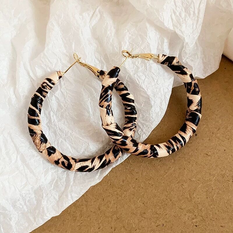 Women's Xu Honor Hawksbill Leopard Print Hoop Earrings