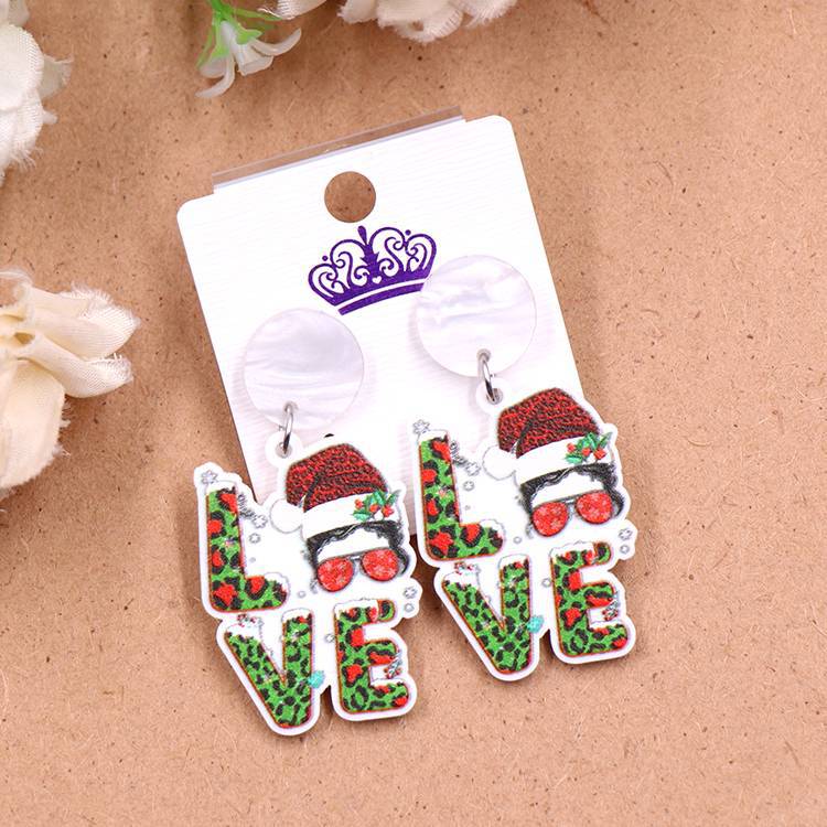 Christmas Festival Acrylic Hat Grinch Eardrops Earrings