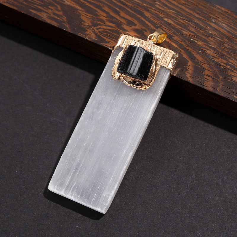 Gypsum Bar Long Strip Inlaid Crystal Pendant