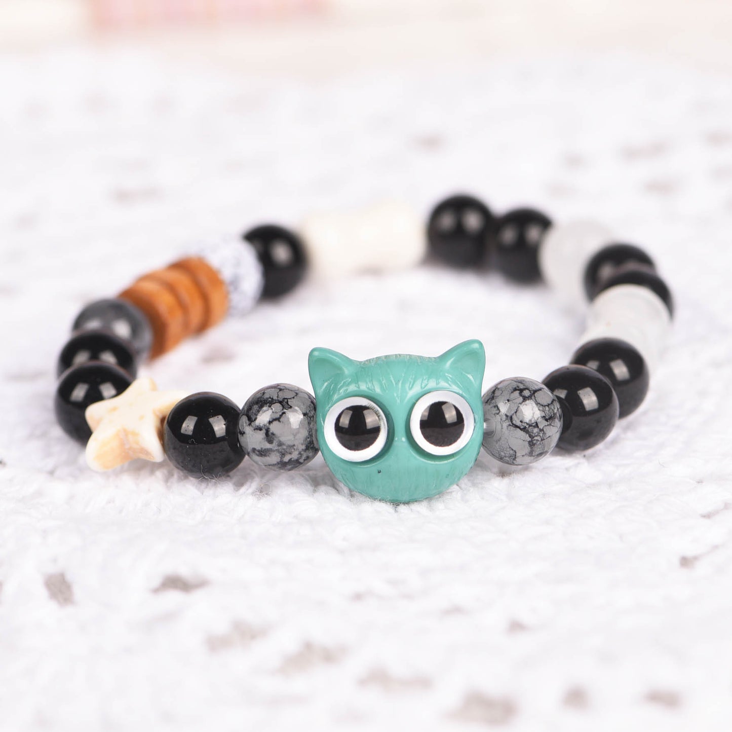 Cat Beaded Cute Elastic String Ceramic Bracelets