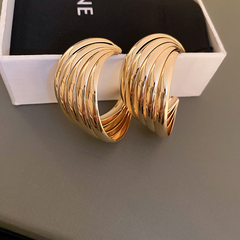 Women's Needle Shaped Metal Eardrop Design Fashion Earrings