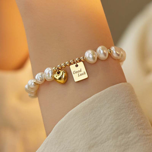 Women's Lucky Heart Baroque Imitation Pearl Niche High-grade Bracelet