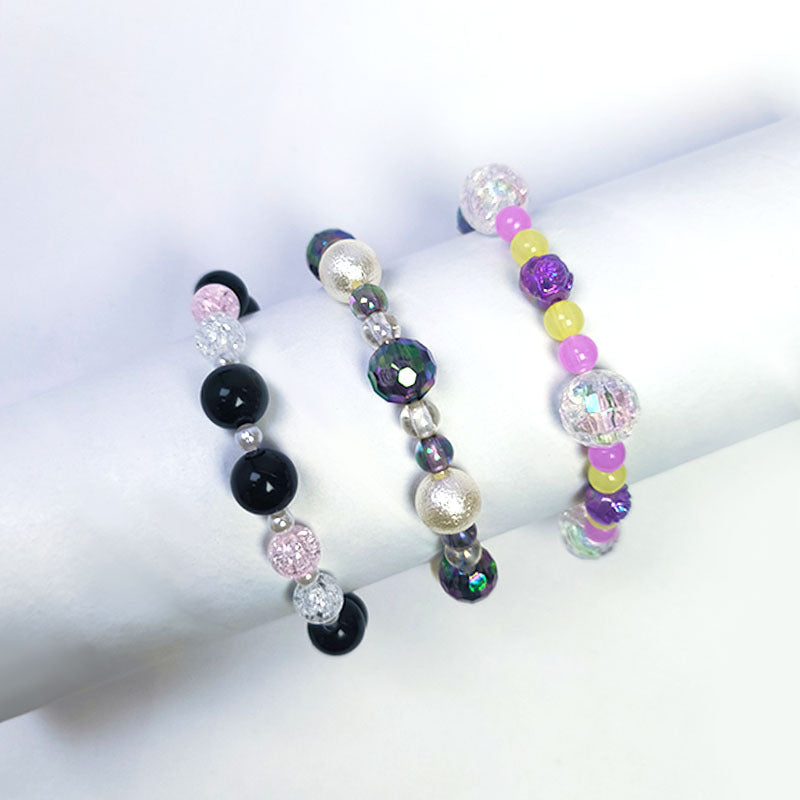 Women's Natural Amethyst Beaded Summer Acrylic Niche Bracelets