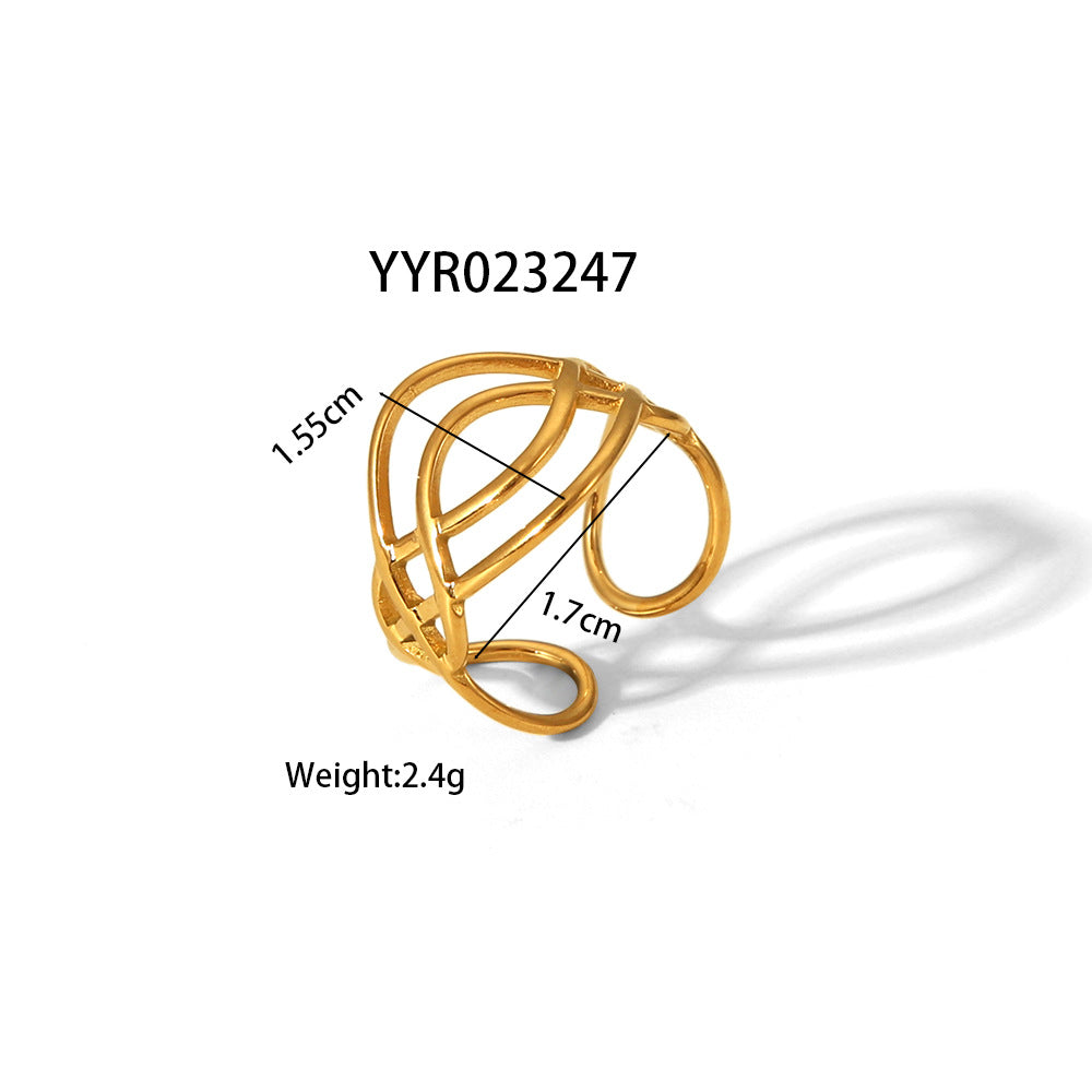 Personalized Golden Trendy Line High Profile Fashion Rings