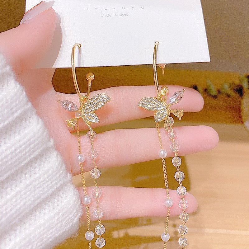 Needle Elegant Tassel Advanced Simple Thin Earrings