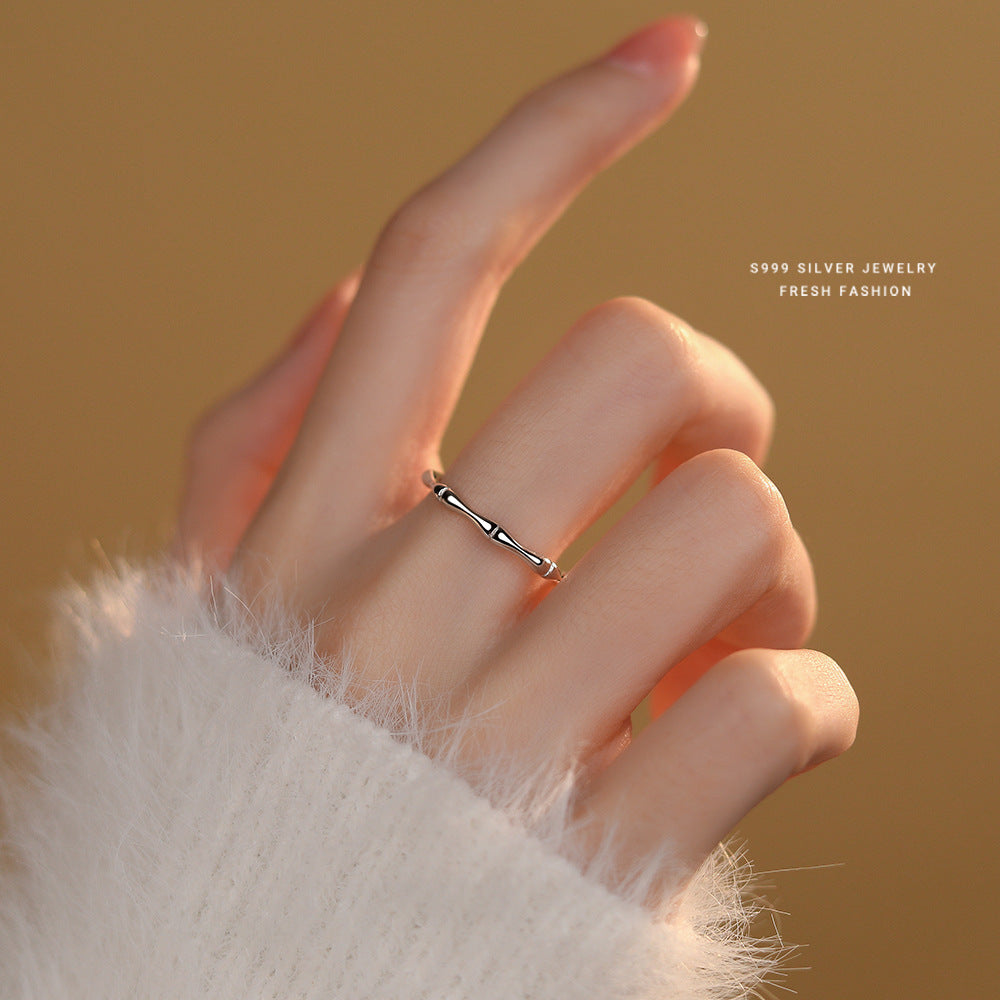 Bamboo Joint Couple Simple Niche Opening Creative Green Rings