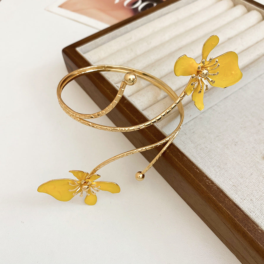 Retro Glaze Flowers Open Armband Color Design Bracelet