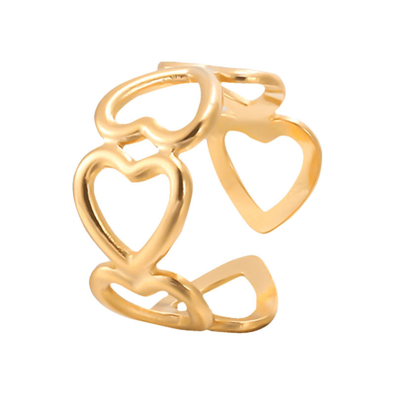 Open Female With Hearts Simple Fashion Design Rings