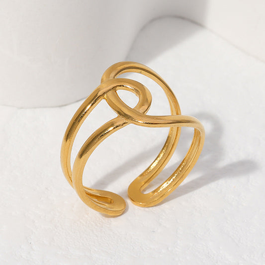 Steel Open-end Female Personality Geometry Stainless Simple Rings