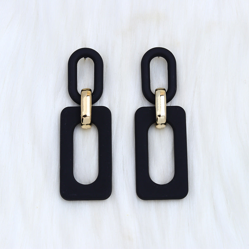 Women's Rectangular Hollow Out Stitching Acrylic Vintage Earrings