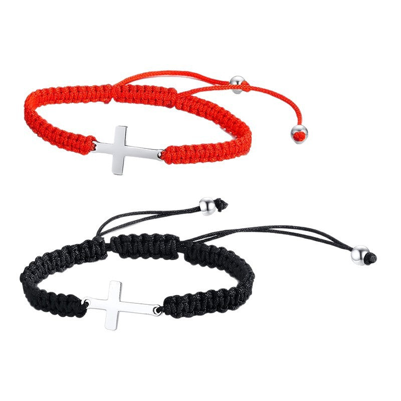 Elegant Hand-woven Cross Adjustable Rope Gift Bracelet
