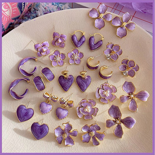 Women's Flowers Love Heart Summer Sweet Fashionable Simple Earrings