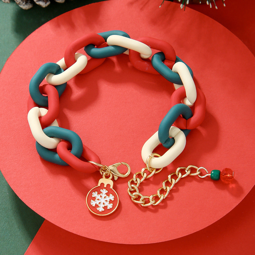 Bell Pearl Snowflake Elk Festive Holiday Bracelets