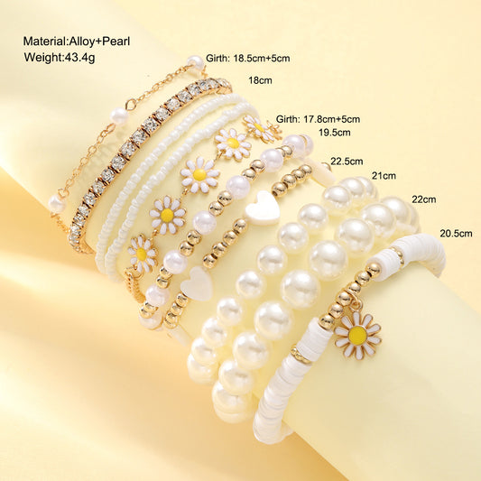 Full Hosting Love Daisy Pearl Bohemian Bracelets