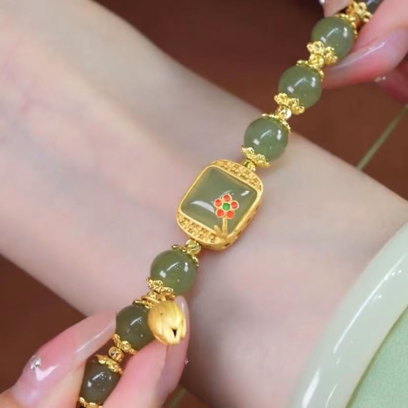 Lotus Imitation Jade Elegant Chinese Style Seedpod Bracelets