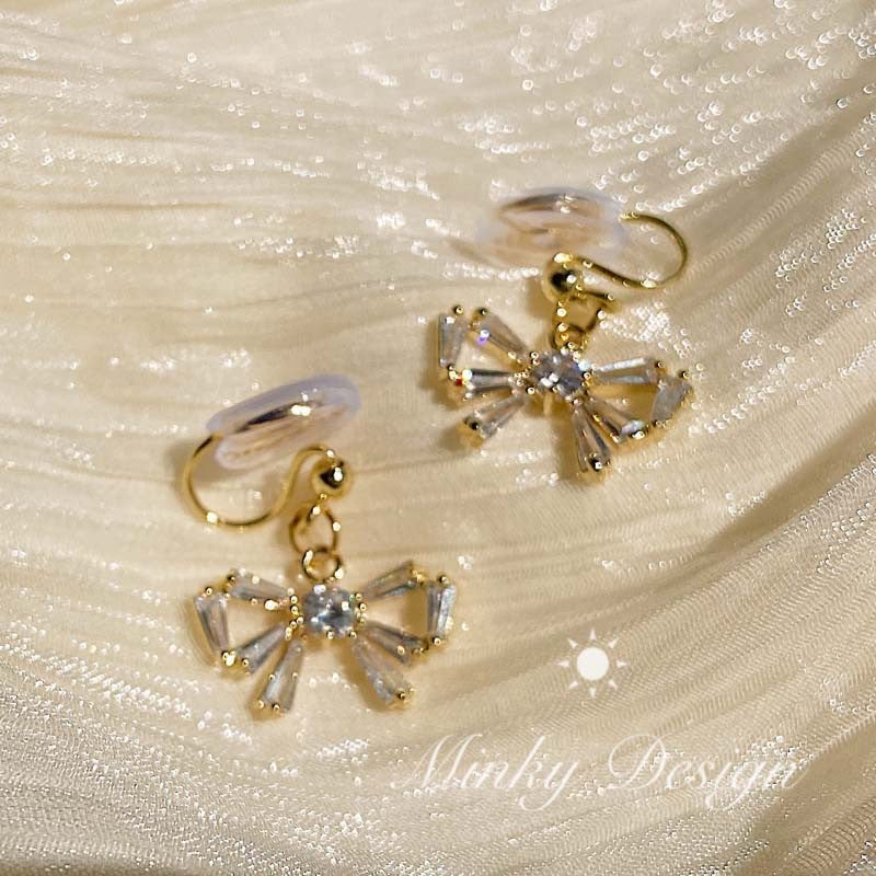 Sweet Bow Mosquito Coil Spiral Fairy Mori Style Super No Earrings