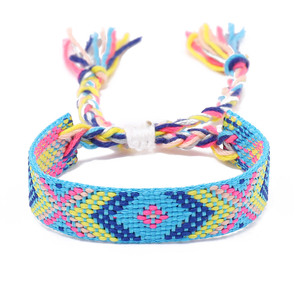 Women's Style Plaid Cotton Linen Colorful Nepal Bracelets