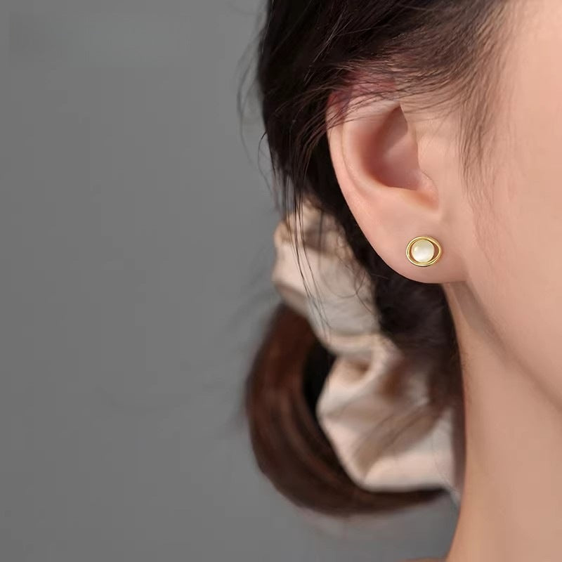Sier Needle Opal Stone Ear Simple Graceful Niche Rings