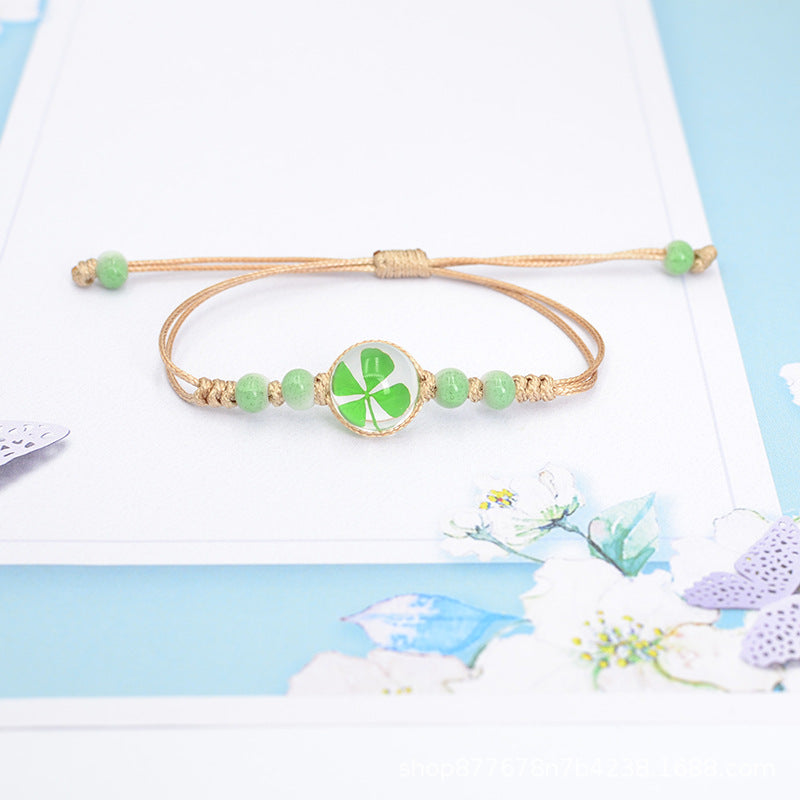 Ornament Four-leaf Clover Scenic Spot Dried Flower Bracelets