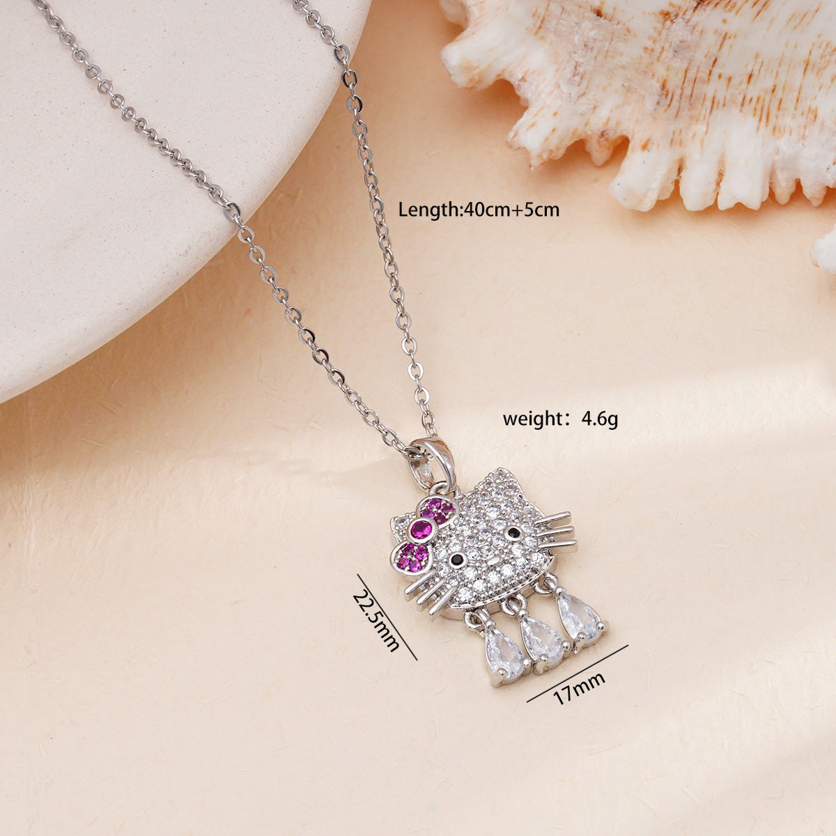 Design Cat Micro Inlaid Zircon Gold-plated Copper Jewelry Necklaces