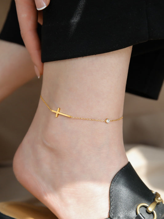 Women's Wind Niche High-grade Gold-plated Cross Crystal Bracelets