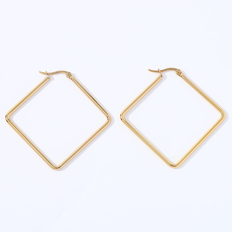 Exaggerated Stainless Steel Trend Golden Titanium Ear Clip Five-pointed Earrings