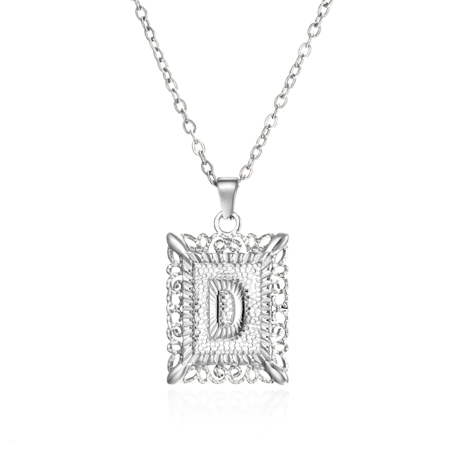 Stainless Steel Letter Hollow Square Titanium Necklaces