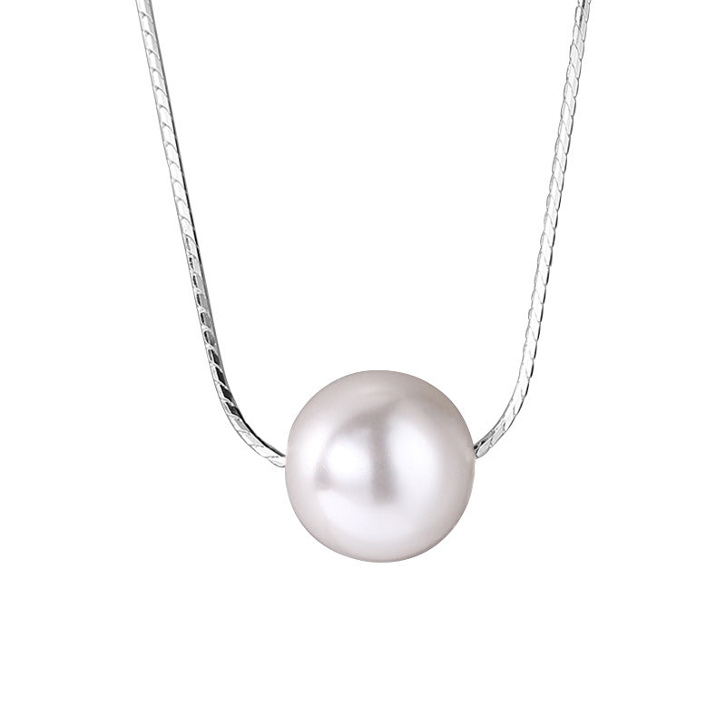 Women's Sterling Sier Perfect Circle Pearl Snake Necklaces