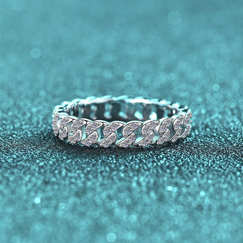 Women's Sier Full Moissanite Diamond Starry Exquisite Light Rings