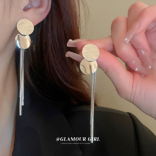 Sier Needle One Style For Sequined Long Metallic Tassel Simple Rings