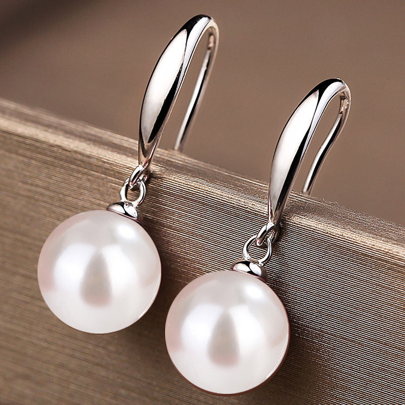 Water Drop Oval Artificial Pearl Female Earrings