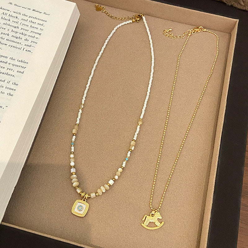 Women's Beaded Trojan Design Exquisite Light Luxury Clavicle Necklace