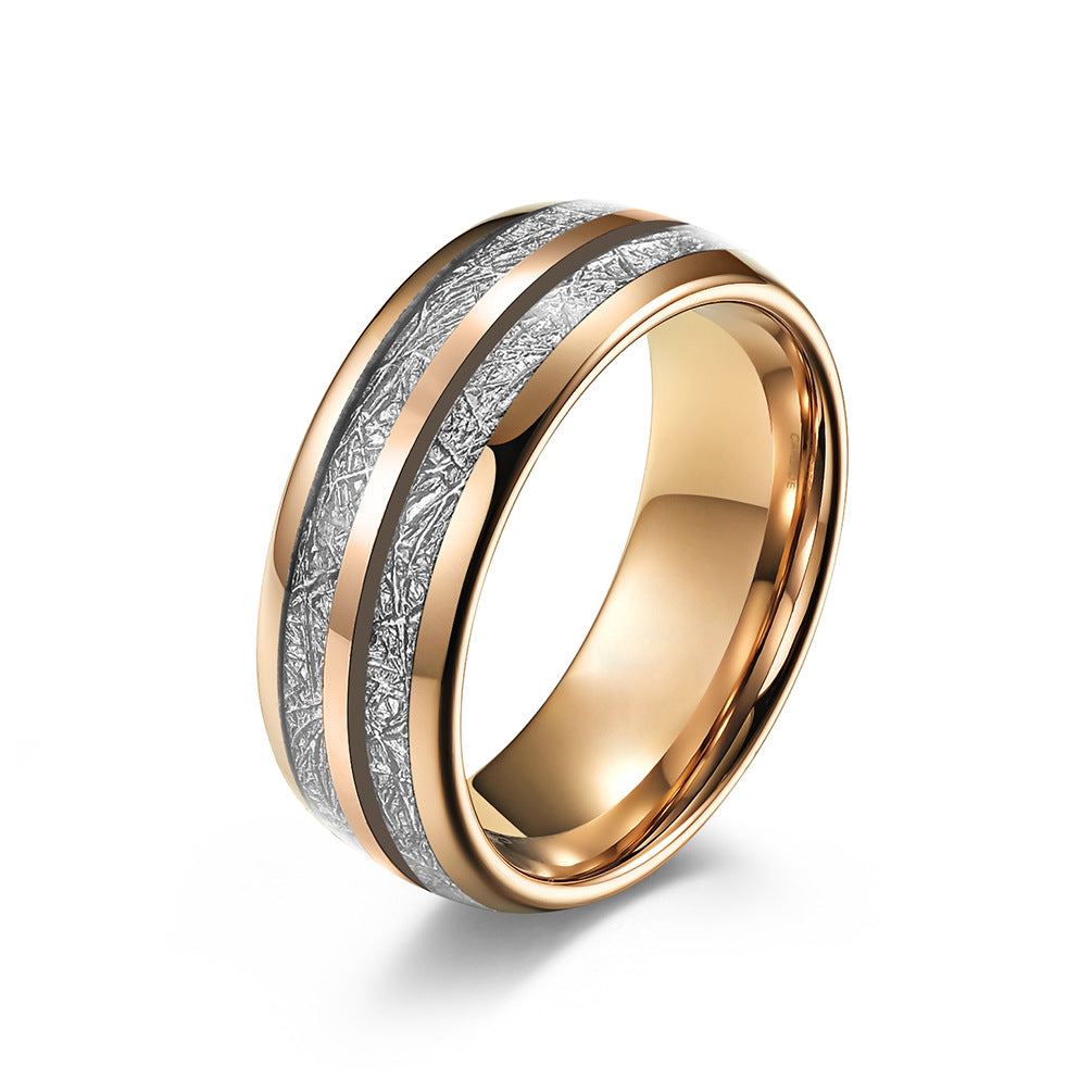 Women's & Men's Double Groove Tungsten Steel Inlaid Ice Silk Rings
