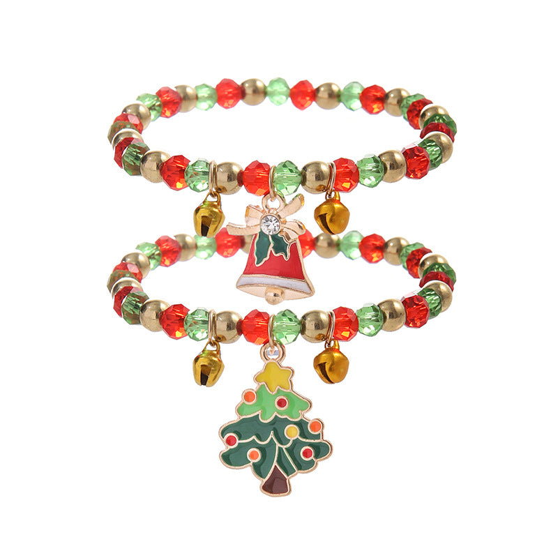 Christmas Red Green Crystal Beads String Bracelets