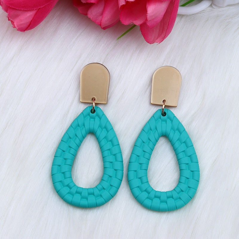 Women's Woven Pattern Drop-shaped Hollow Ear Acrylic Earrings