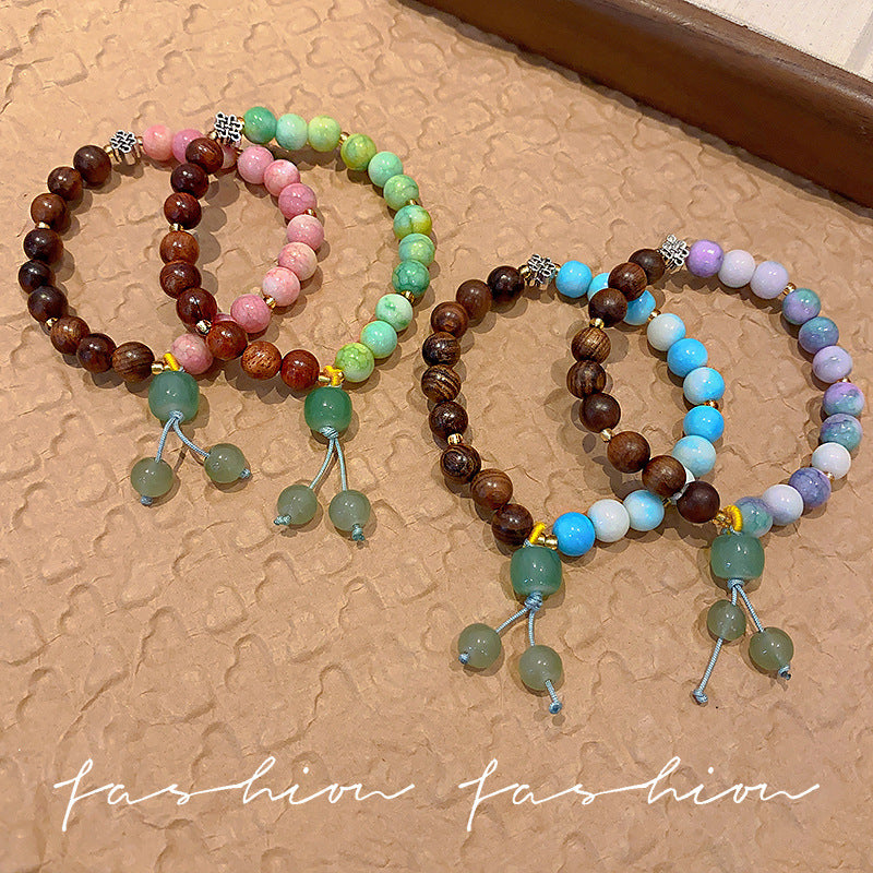 Chinese Style Wooden Beaded Female National Fashion Artistic Ancient Bracelets