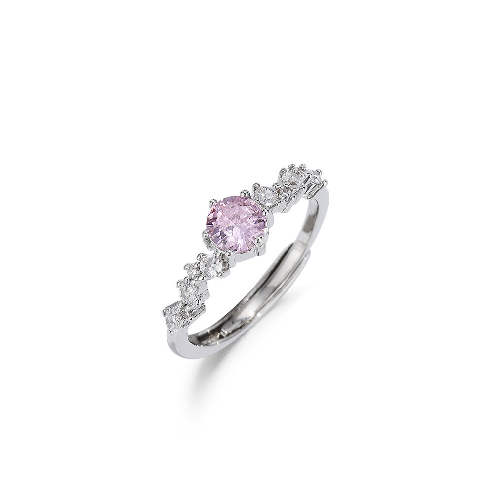 Women's Pink Diamond Open Light Luxury Fashion Rings