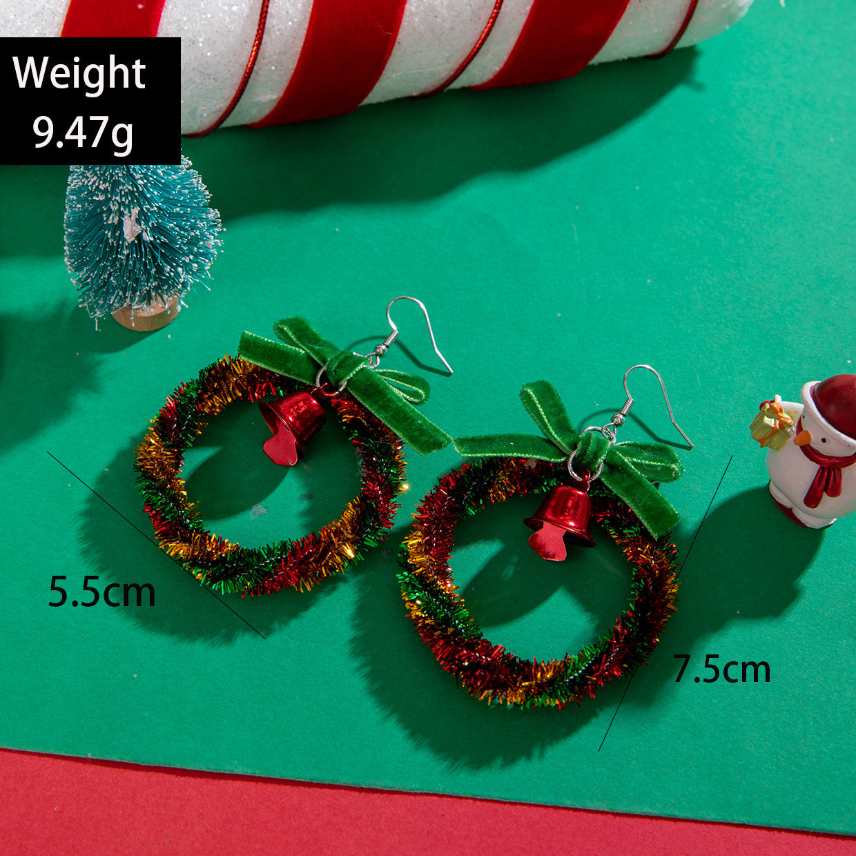 Women's Christmas Tree Bowknot Colorful Garland Unique Earrings