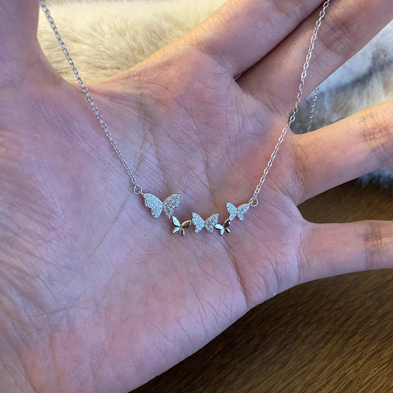 Women's Flash Butterfly Korean Light Luxury Temperament Versatile High-grade Zircon Clavicle Necklace