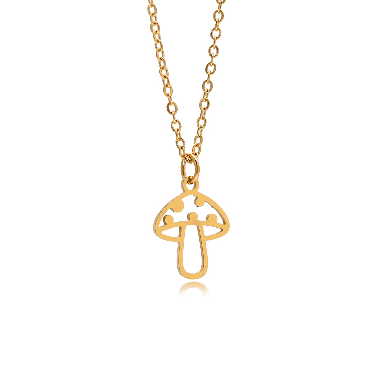 Women's Steel Simple Butterfly Clover Lucky Lotus Mushroom Clavicle Chain Color Necklace
