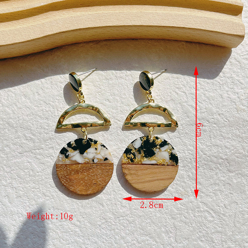 Women's Resin Stitching Niche High-grade Gold Foil Earrings