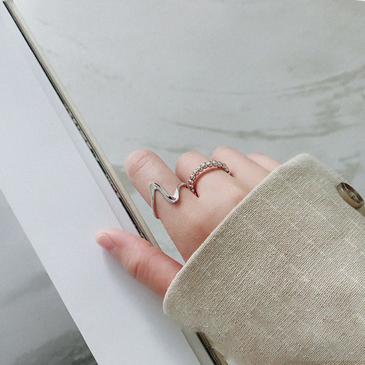 Korean Style Glossy Curve Wave Pattern Rings