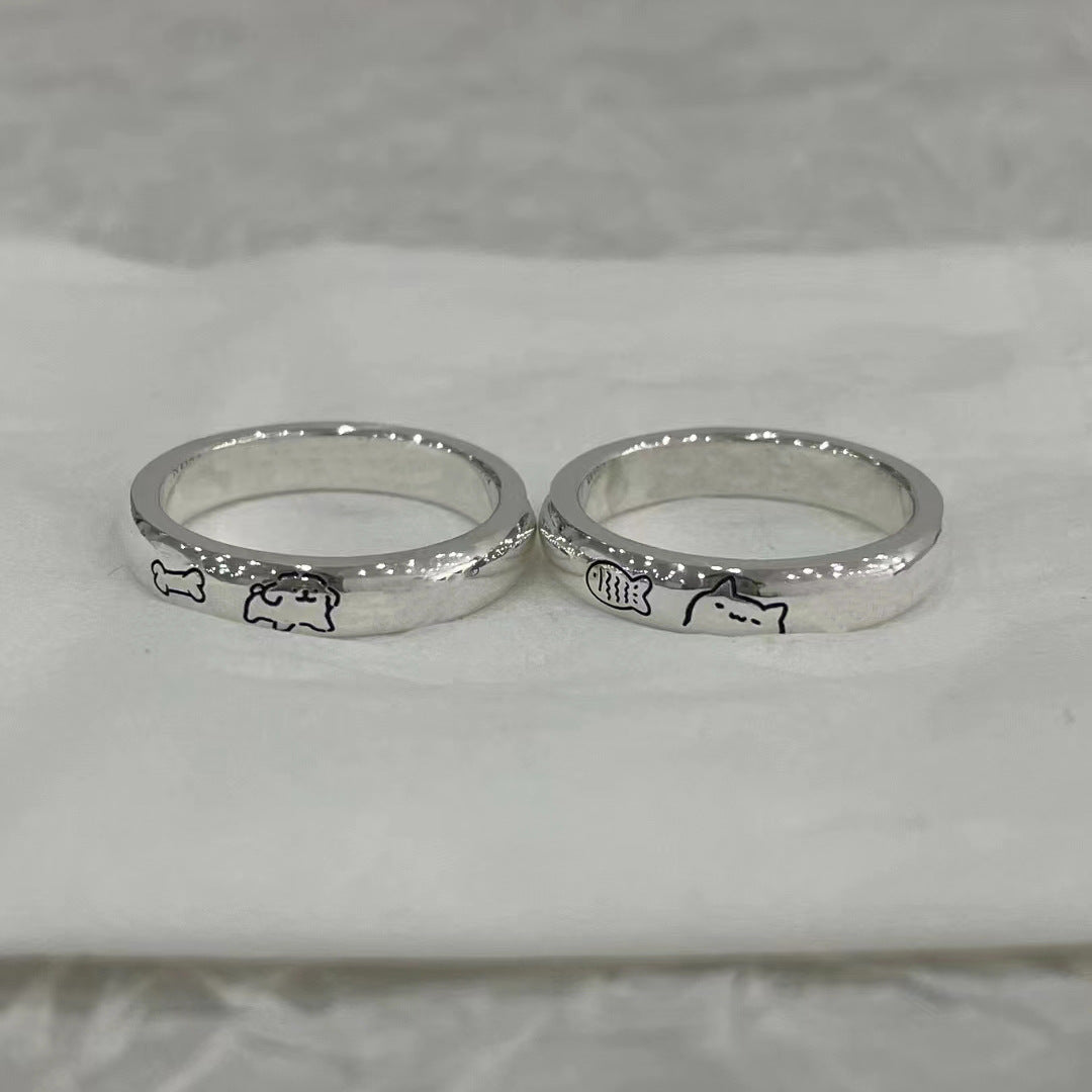 Kitty Couple Cute Cartoon Dried Minnows Rings