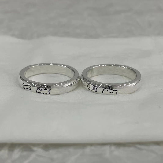 Kitty Couple Cute Cartoon Dried Minnows Rings